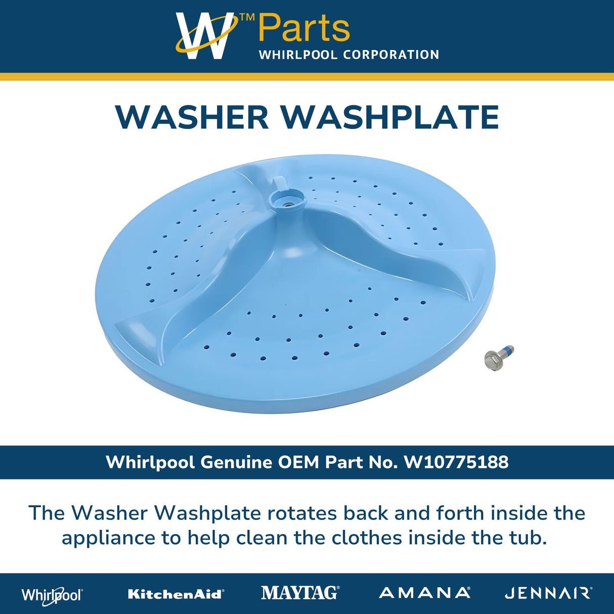 Whirlpool W10775188 Genuine OEM Washer Washplate