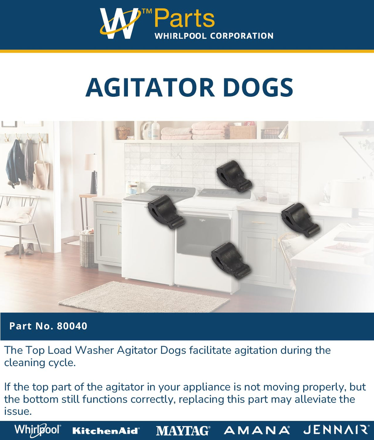 Whirlpool 80040 Genuine OEM Top Load Washer Agitator Dogs
