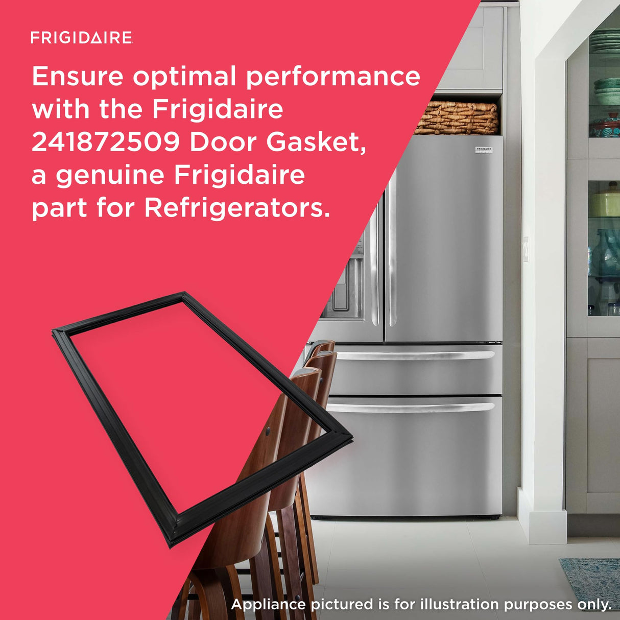Frigidaire 241872509 Freezer Door Gasket for Refrigerator , Black