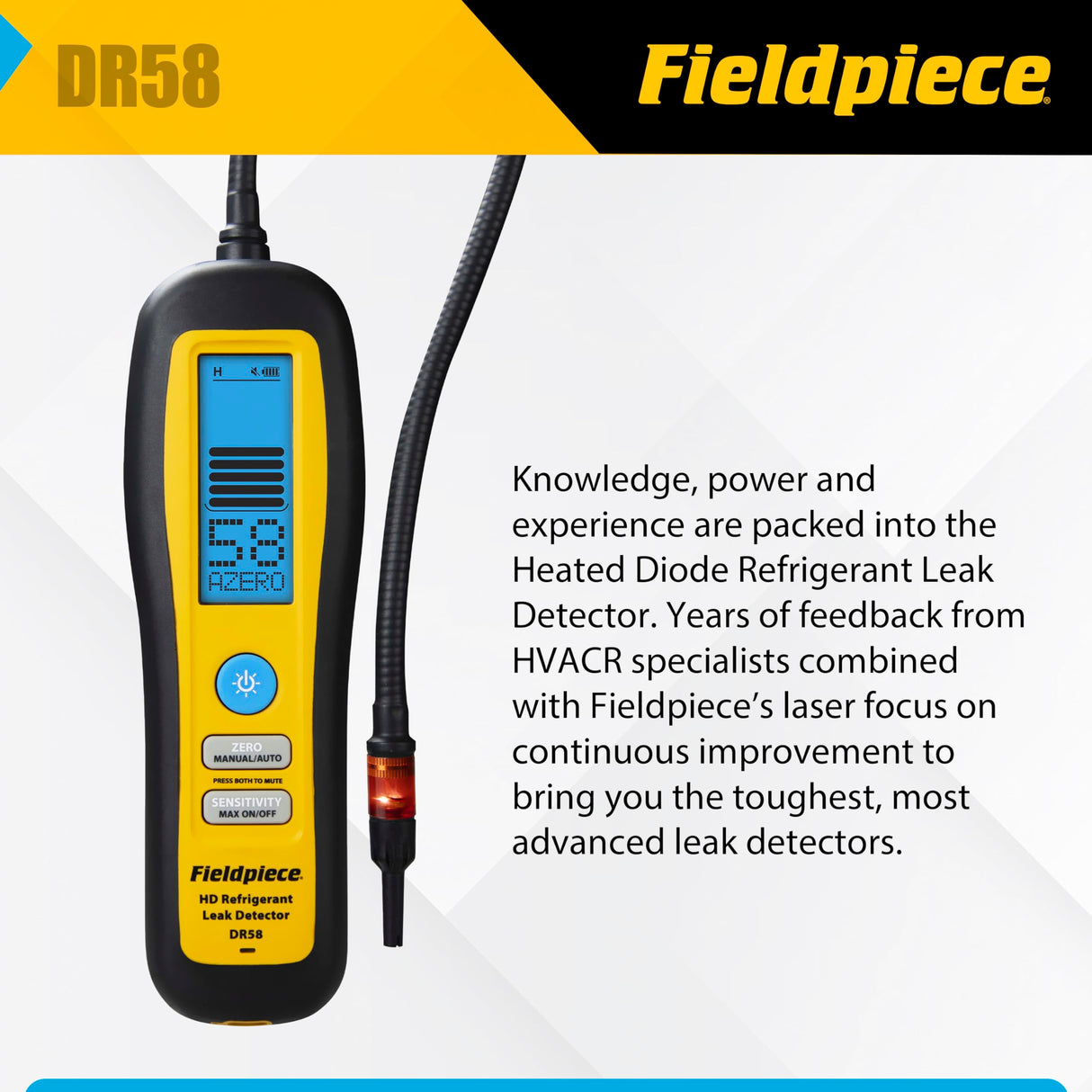 Fieldpiece DR58 - Heated Diode Refrigerant Leak Detector, Battery Powered