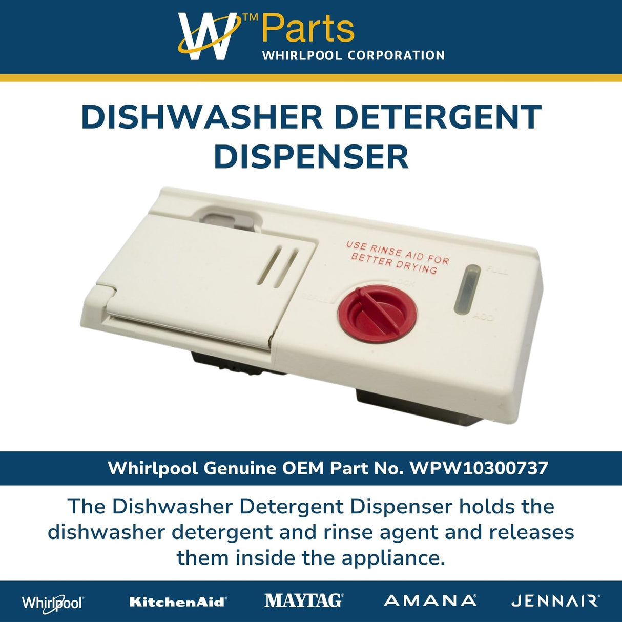 Whirlpool WPW10300737 Genuine OEM Dishwasher Detergent Dispenser