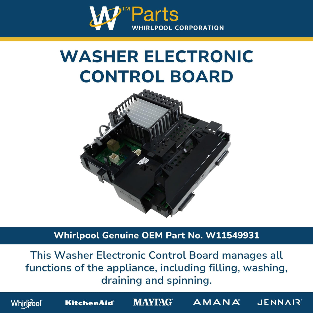 Whirlpool W11549931 Genuine OEM Washer Electronic Control Board