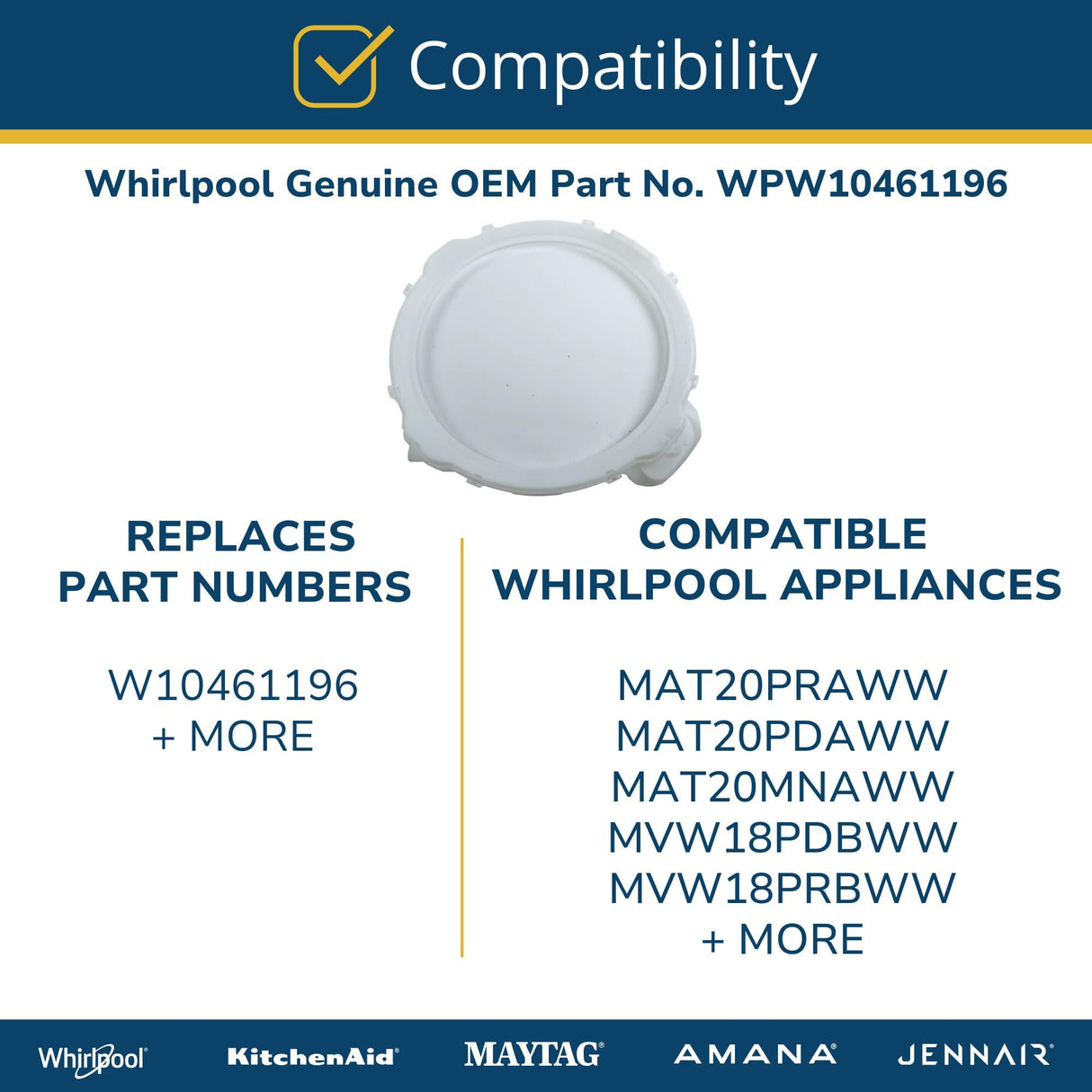 Whirlpool WPW10461196 Genuine OEM Washer Tub Ring