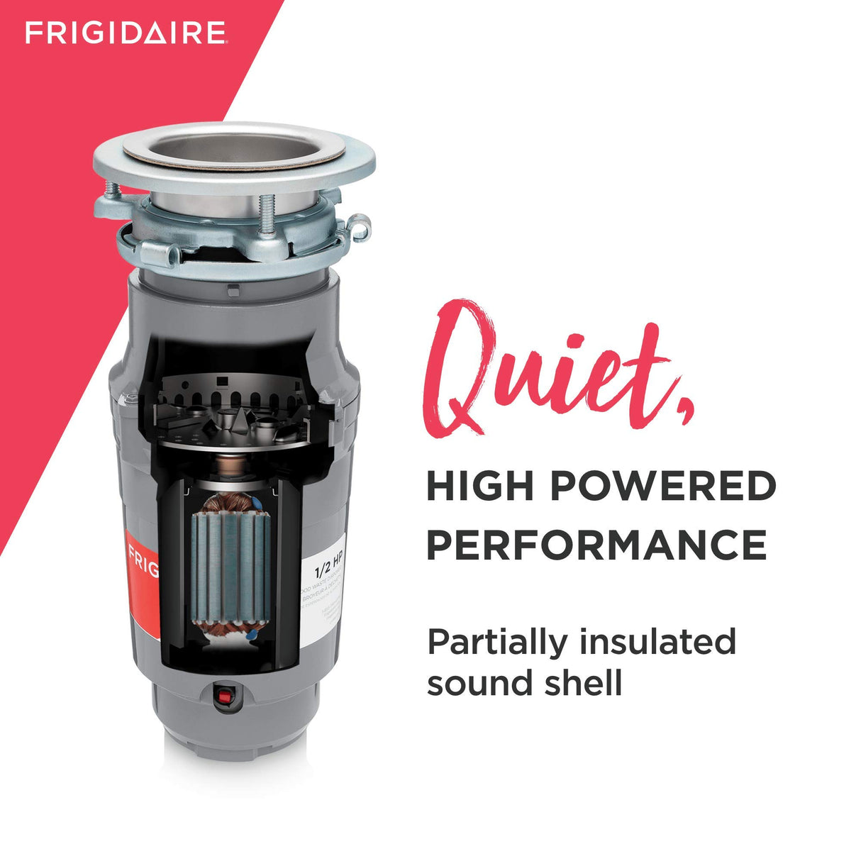 Frigidaire 1/2 HP Direct Wire Garbage Disposal for Kitchen Sinks | FF05DISPD1
