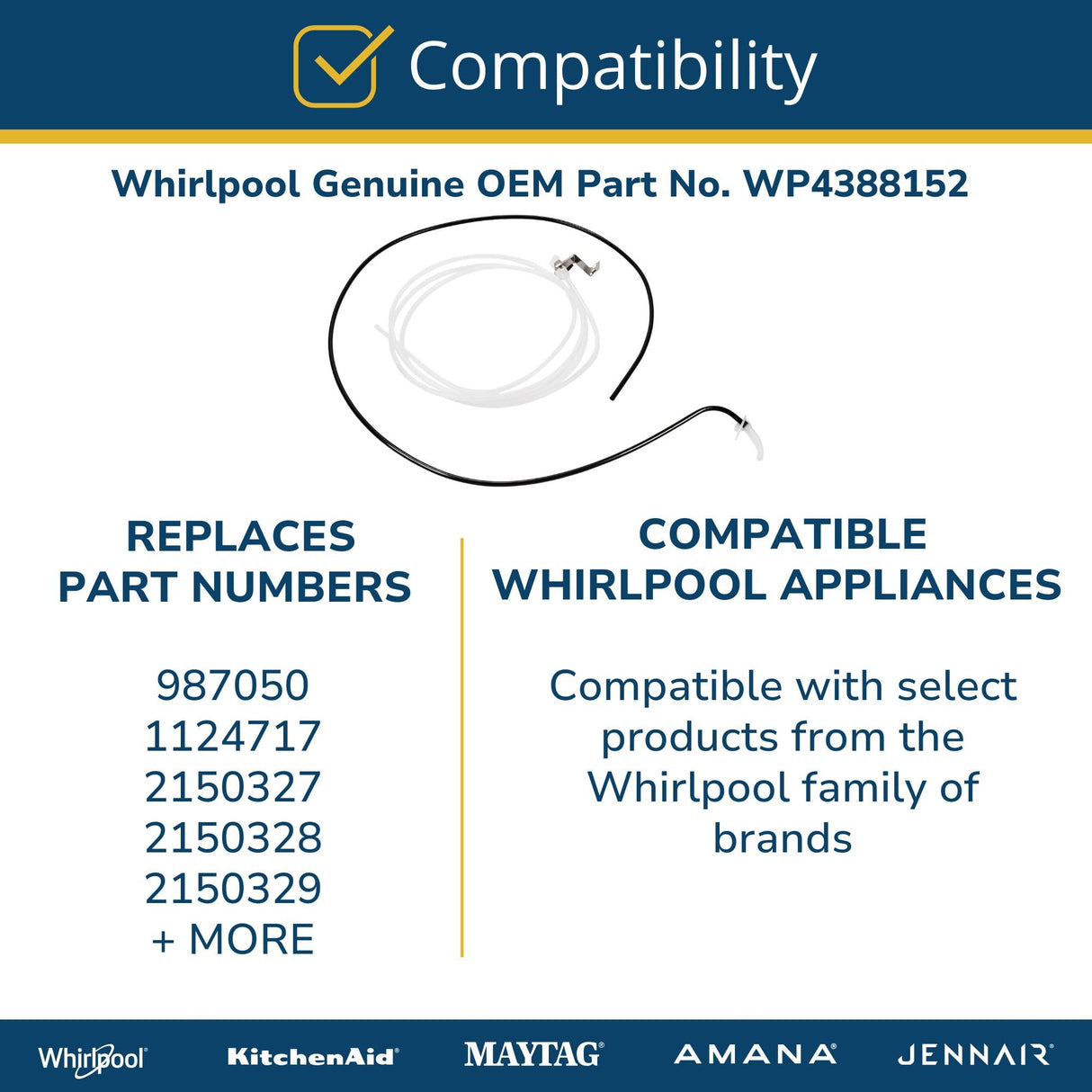Whirlpool WP4388152 Genuine OEM Ice Machine Water Tubing Replacement Part - Replaces 987050, 1124717, 2150327, and more