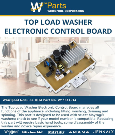 Whirlpool W11614514 Genuine OEM Top Load Washer Electronic Control Board