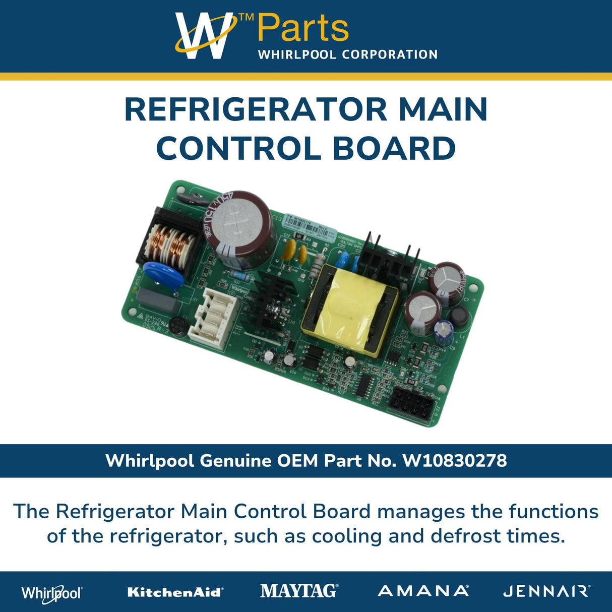 Whirlpool W10830278 Genuine OEM Refrigerator Main Control Board