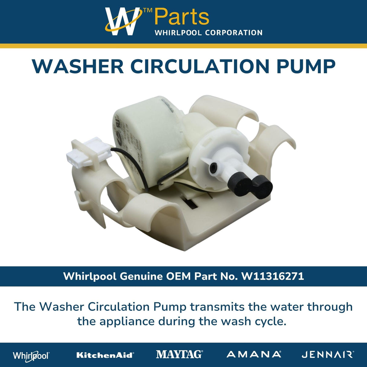 Whirlpool W11316271 Genuine OEM Washer Circulation Pump