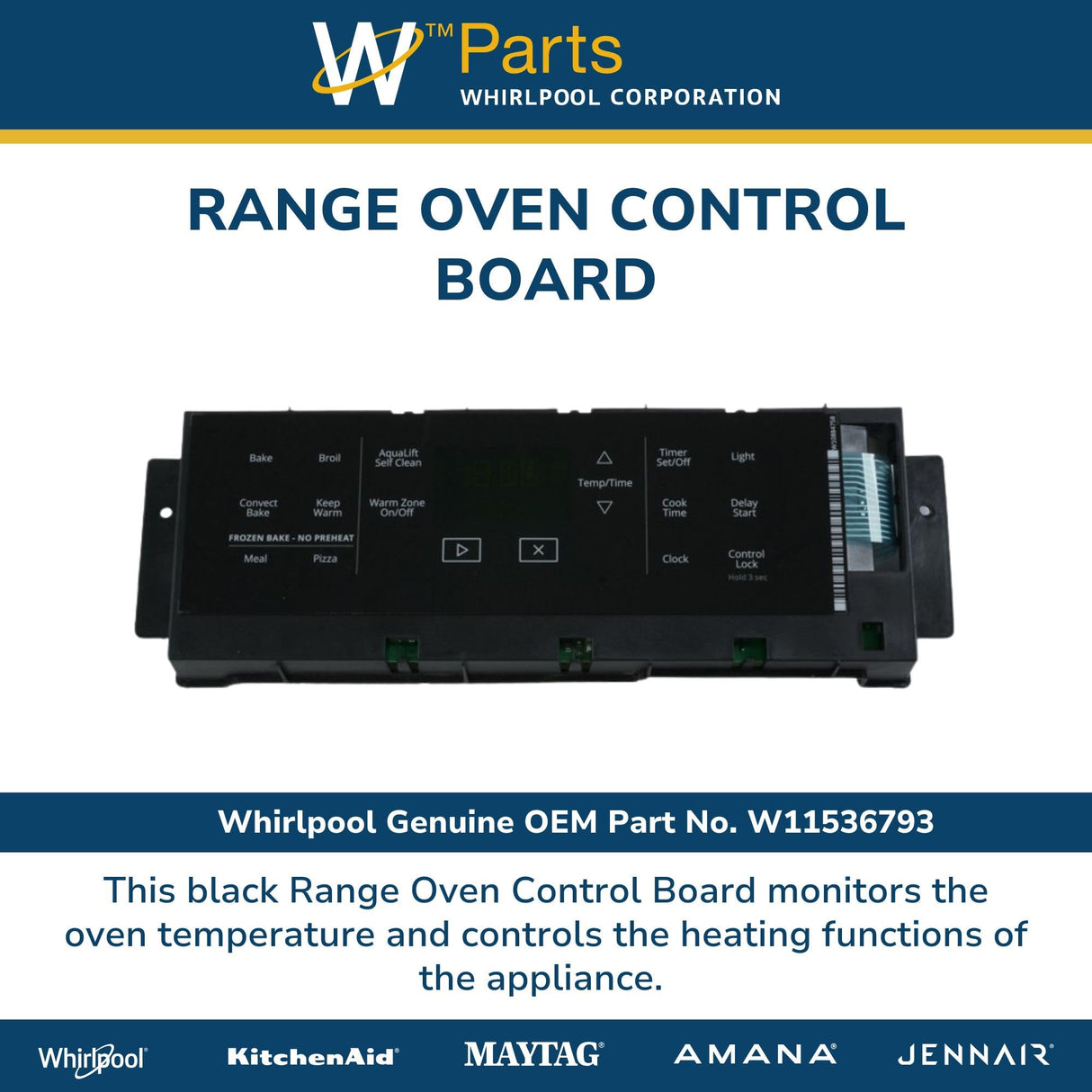 Whirlpool W11536793 Genuine OEM Range Oven Control Board