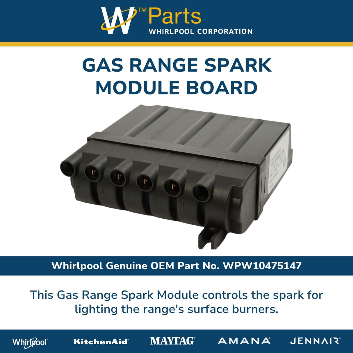 Whirlpool WPW10475147 Genuine OEM Gas Range Spark Module Board