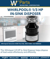 Whirlpool Garbage Disposals 84211599 replacement part