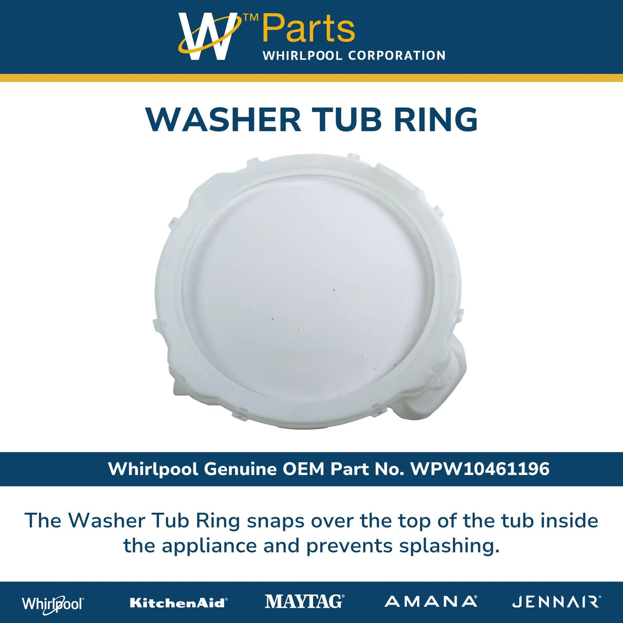 Whirlpool WPW10461196 Genuine OEM Washer Tub Ring