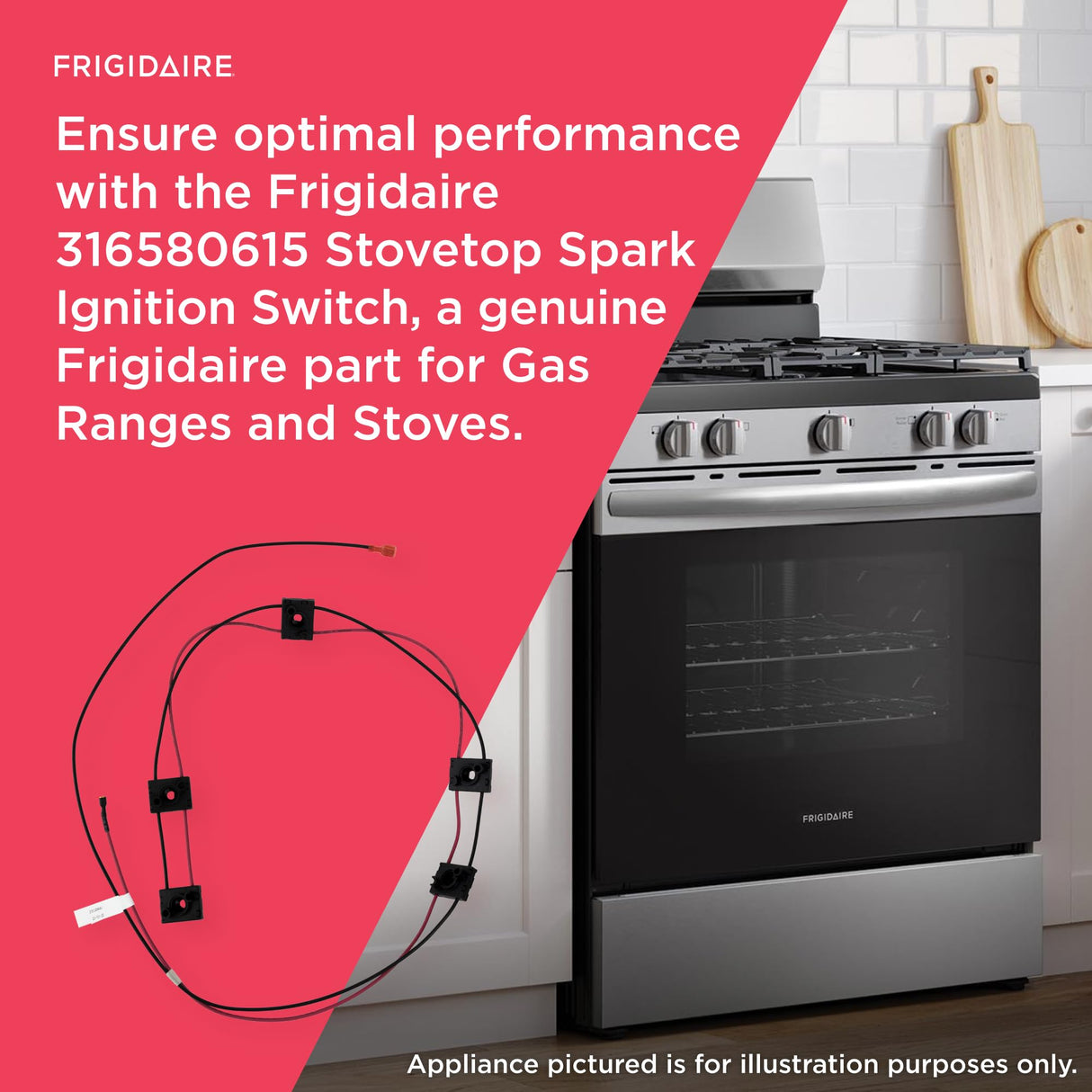 Frigidaire 316580615 Stovetop Spark Ignition Switch for Gas Ranges and Stoves