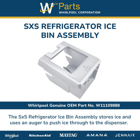 Whirlpool W11109888 Genuine OEM SxS Refrigerator Ice Bin Assembly Replacement Part