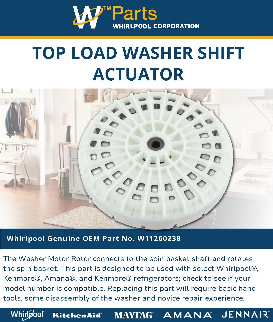 Whirlpool W11260238 Genuine OEM Top Load Washer Shift Actuator
