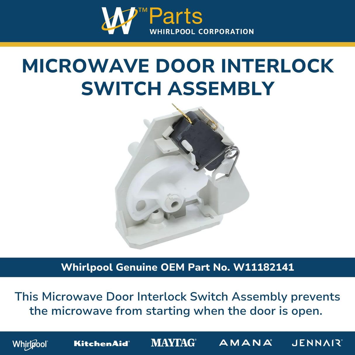 Whirlpool W11182141 OEM Microwave Door Interlock Switch Assembly