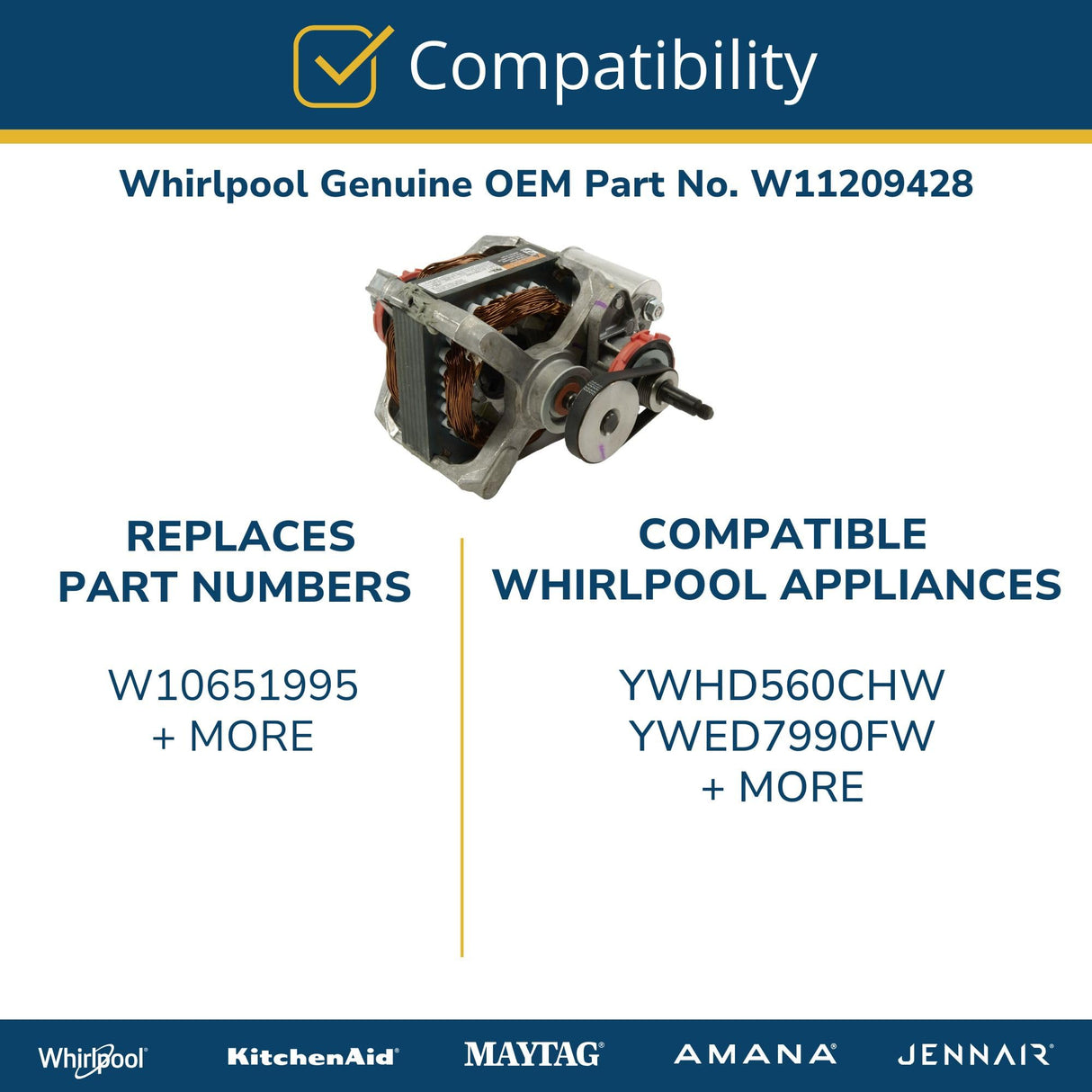 Whirlpool W11209428 Genuine OEM Dryer Drive Motor
