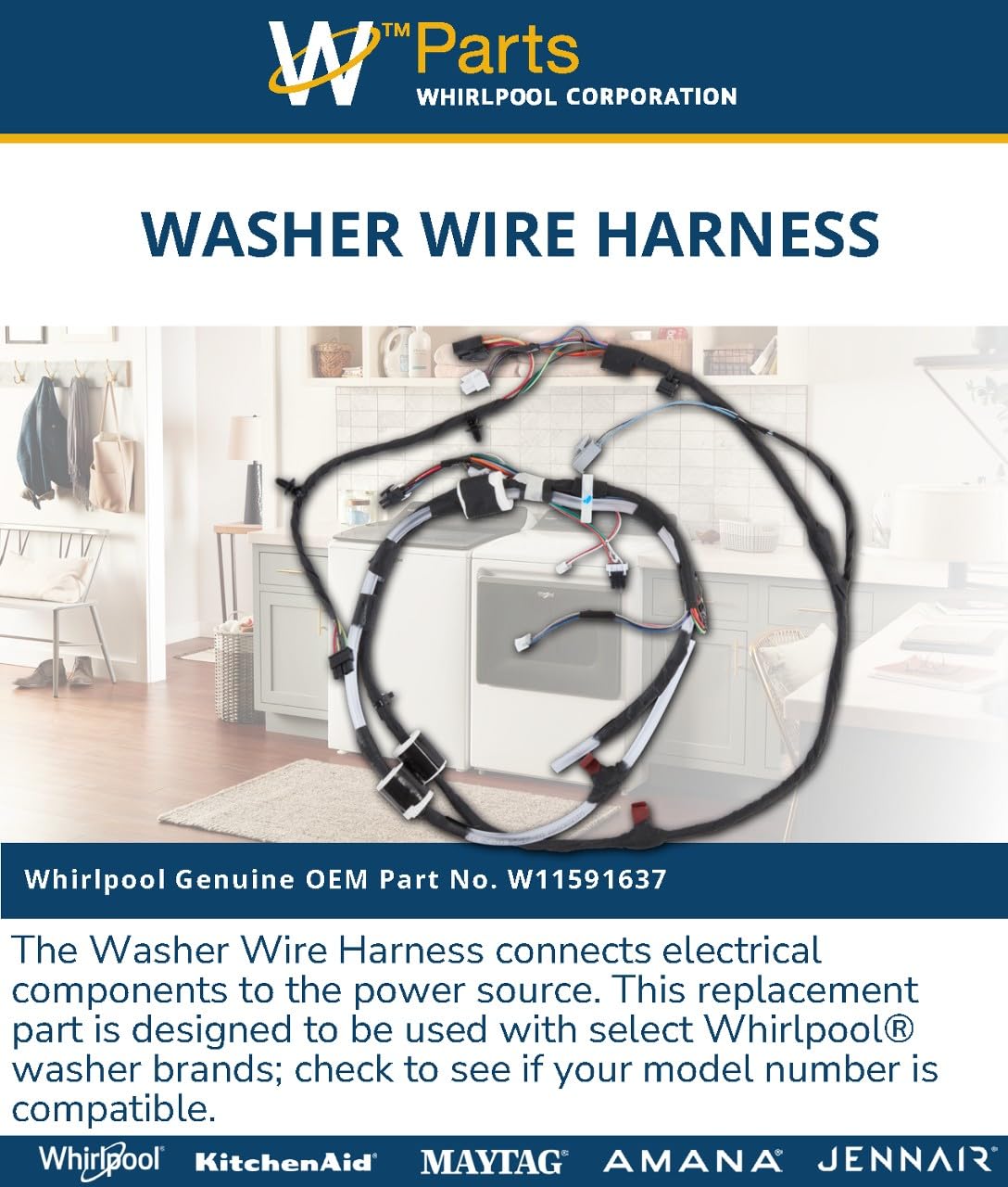 Whirlpool W11591637 Genuine OEM Washer Wire Harness