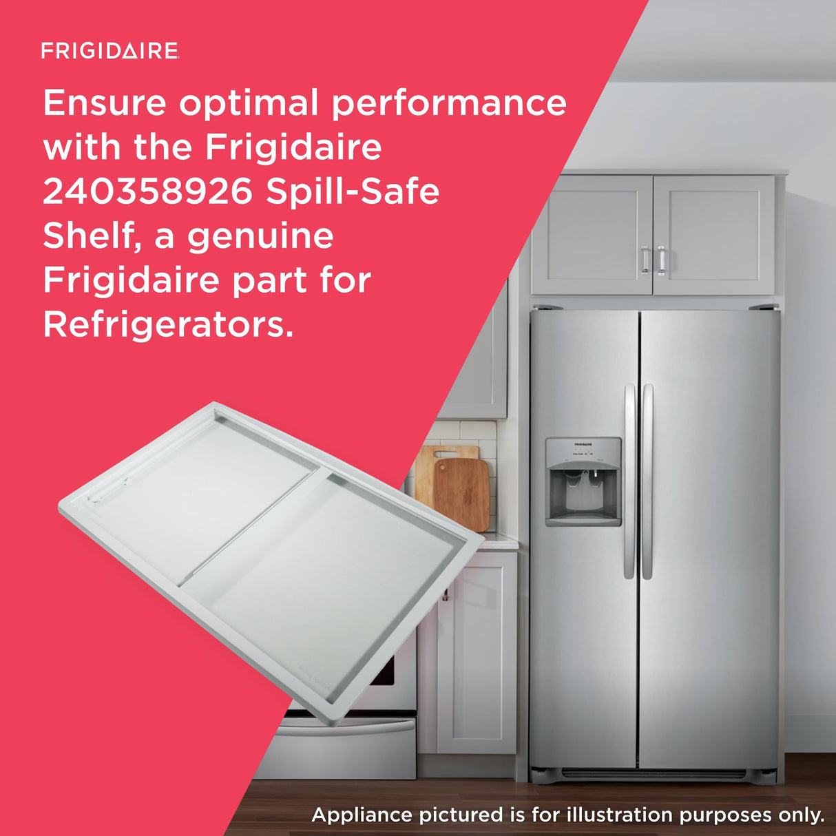 Frigidaire 240358926 Spill-Safe Shelf for Refrigerators, White