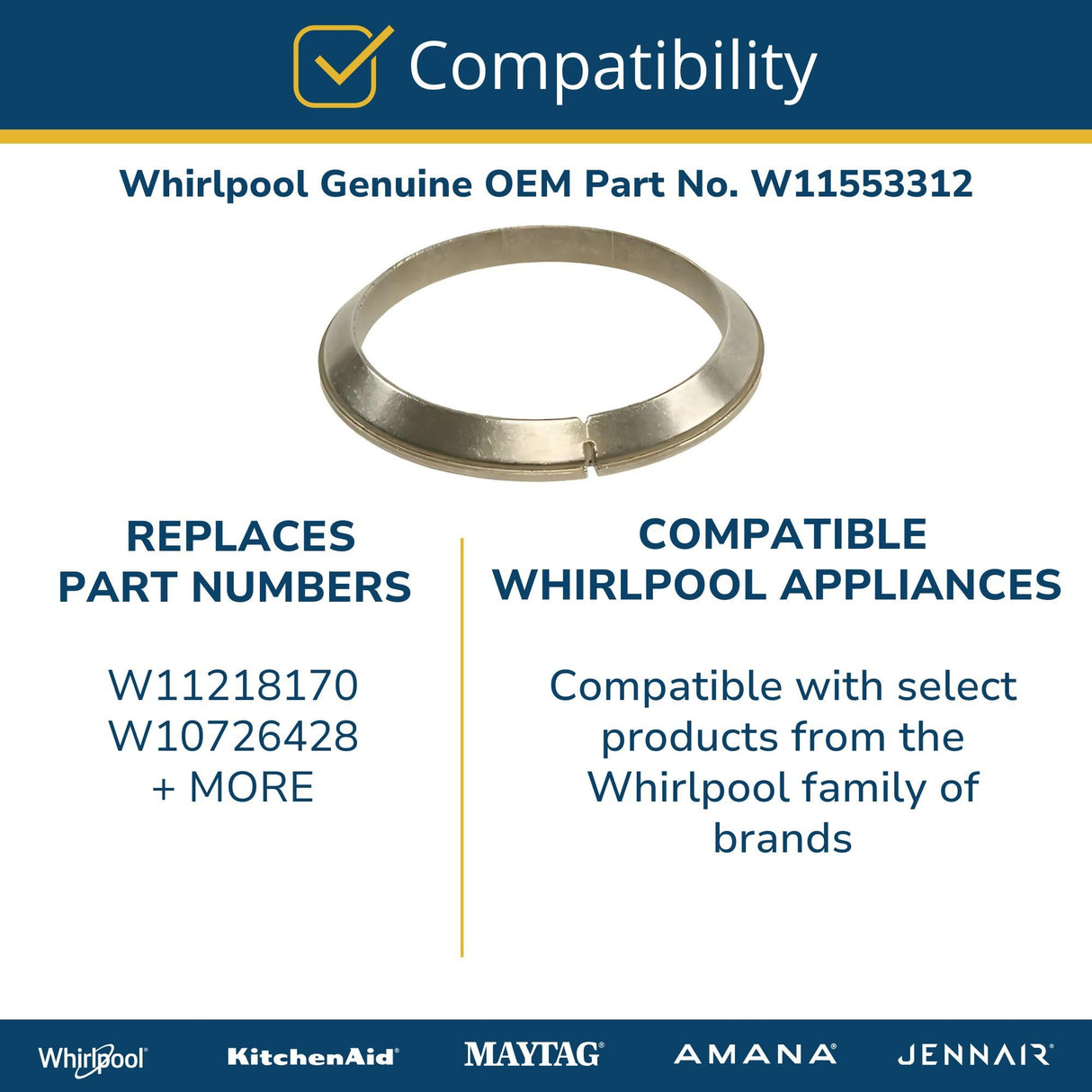 Whirlpool W11553312 OEM Thrust Washer