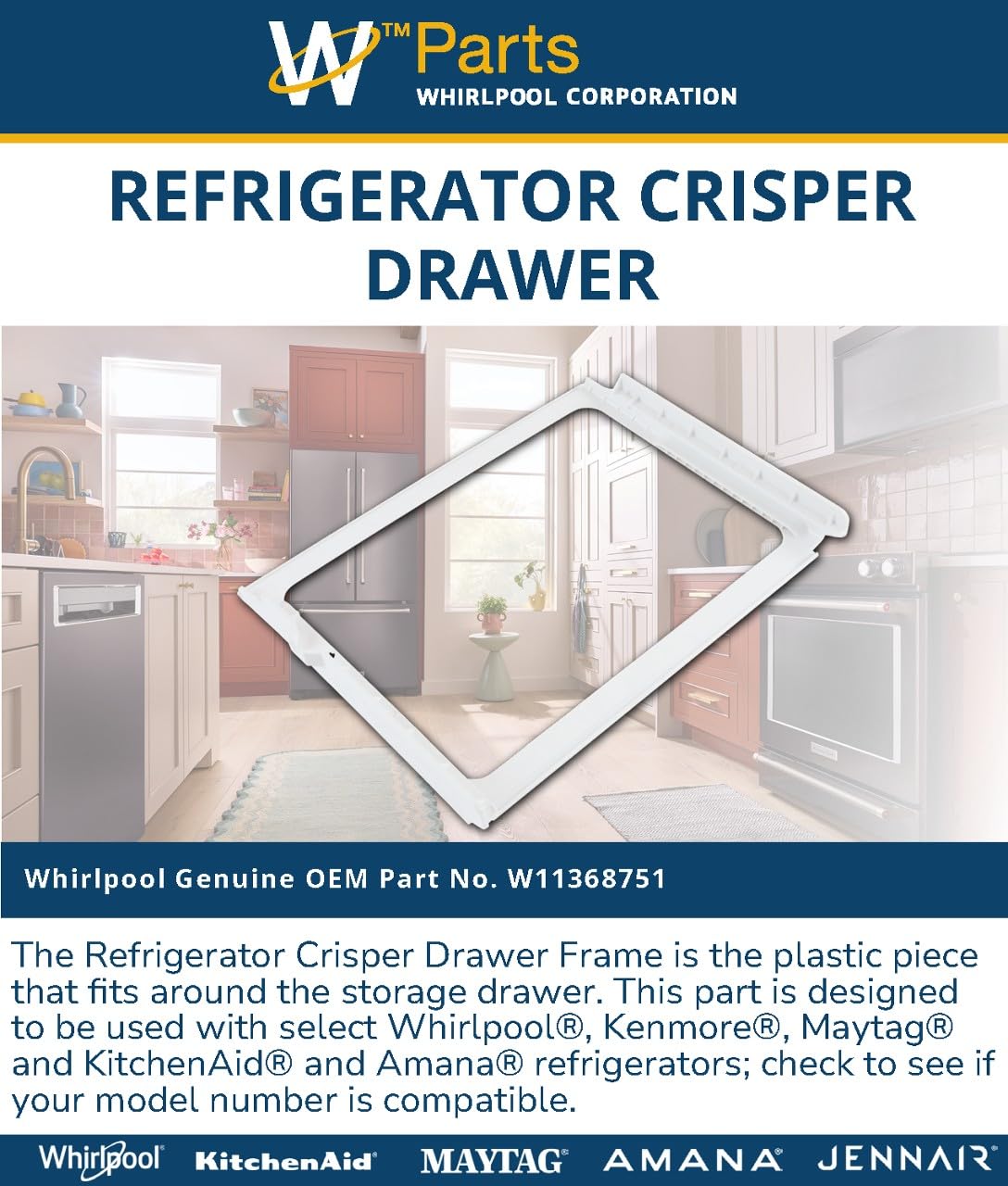 Whirlpool W11368751 Genuine OEM Refrigerator Crisper Drawer