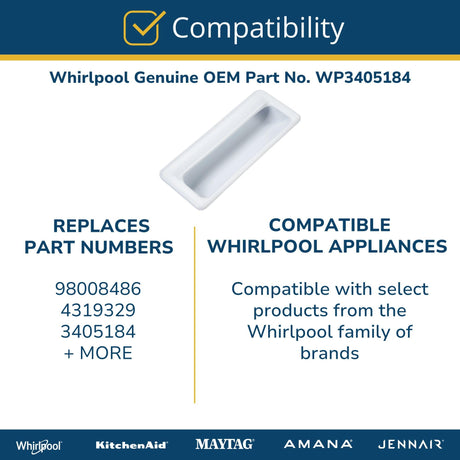 Whirlpool WP3405184 Genuine OEM Dryer Door Handle