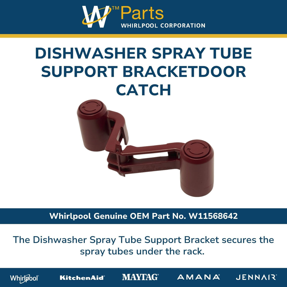 Whirlpool W11568642 Genuine OEM Dishwasher Spray Tube Support Bracket Replacement Part