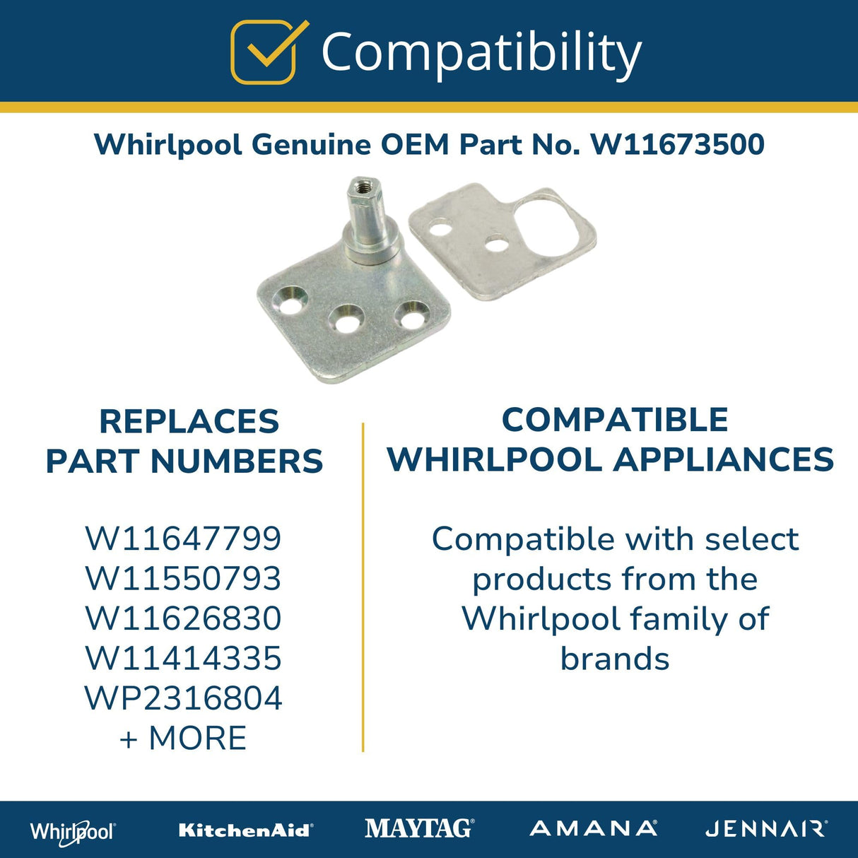 Whirlpool W11673500 Genuine OEM Refrigerator Hinge Shim