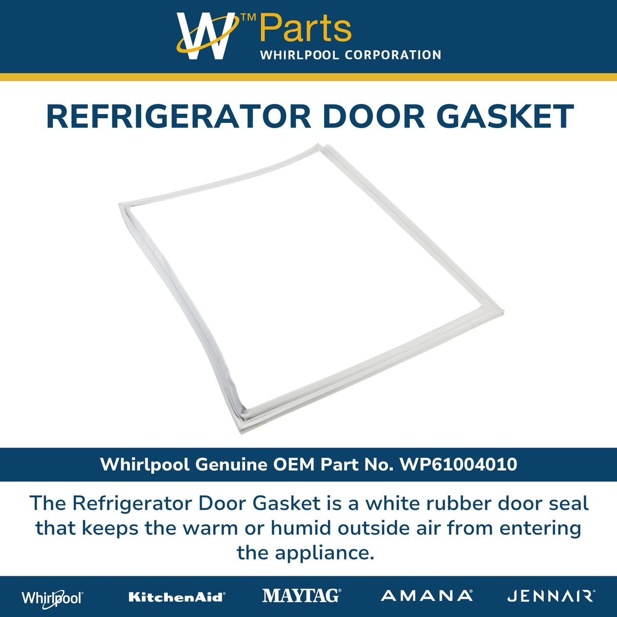 SxS Refrigerator Door Gasket, White