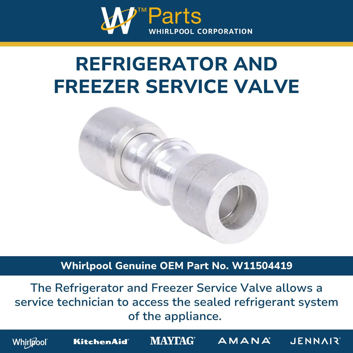 Whirlpool W11504419 OEM Refrigerator and Freezer Service Valve, Gray