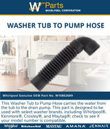 Whirlpool Hoses and Tubes W10802689 replacement part