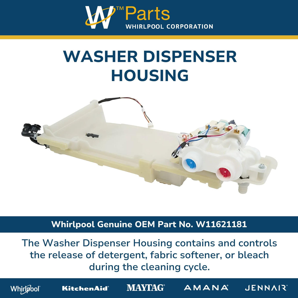 Whirlpool W11621181 Genuine OEM Washer Dispenser Housing Replacement Part