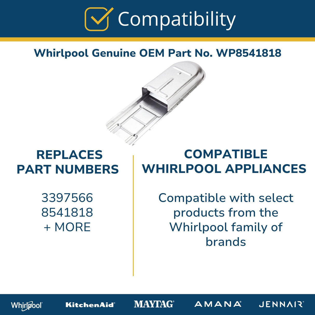 Whirlpool WP8541818 Genuine OEM Dryer Heating Element Replacement Part - Replaces 3397566 and 8541818