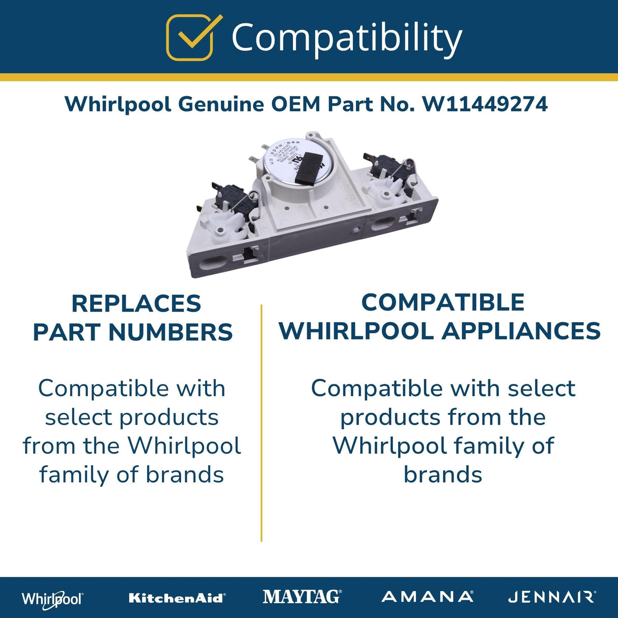 Whirlpool W11449274 Genuine OEM Microwave Interlock Switch Service Kit Replacement Part