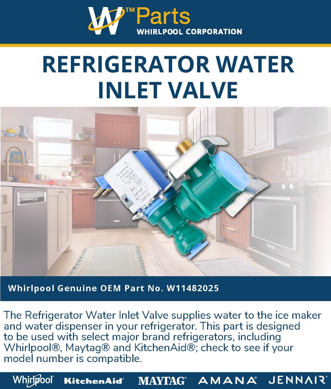 Whirlpool W11482025 Genuine OEM Refrigerator Water Inlet Valve