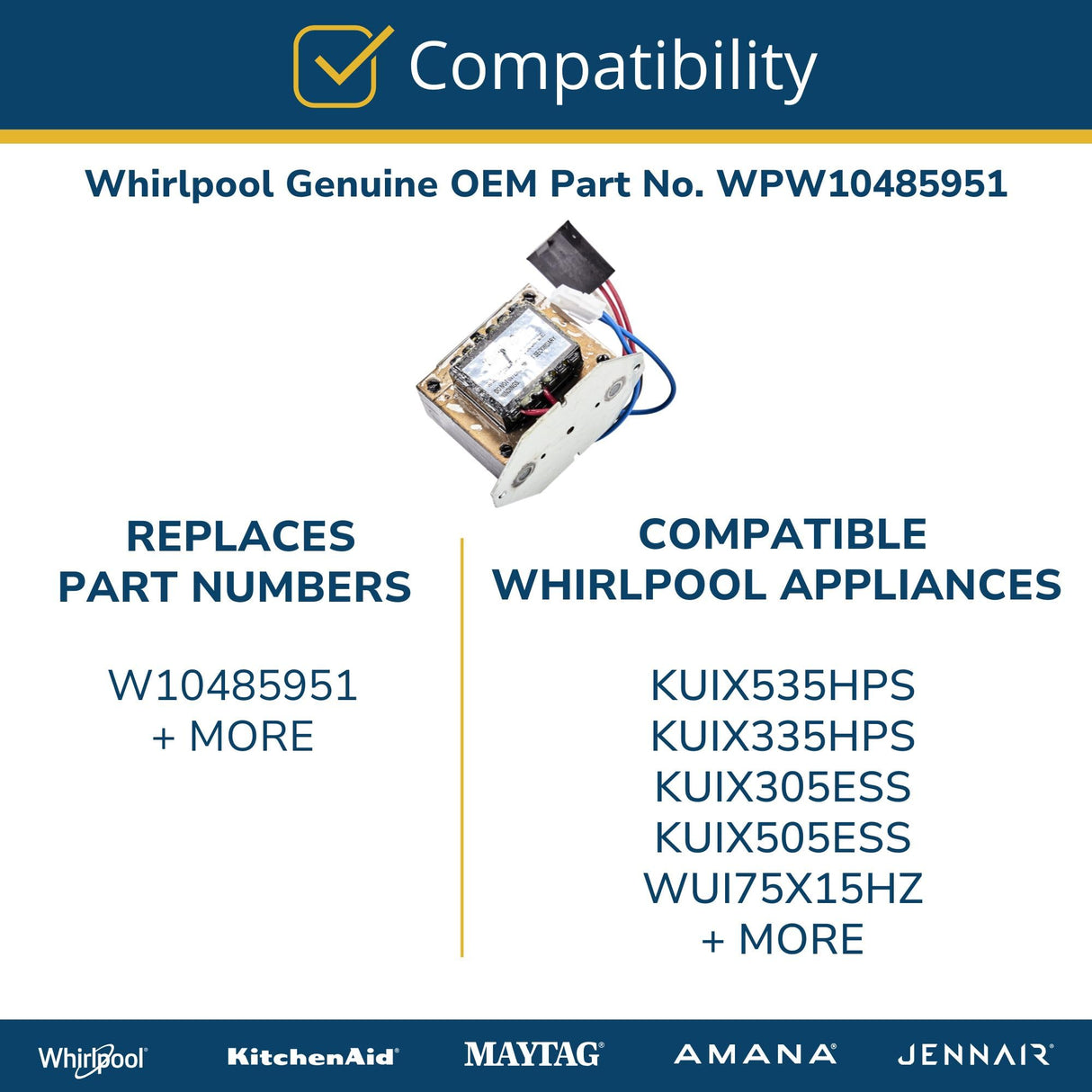 Whirlpool WPW10485951 Genuine OEM Refrigerator Reservoir Replacement Part - Replaces W10485951