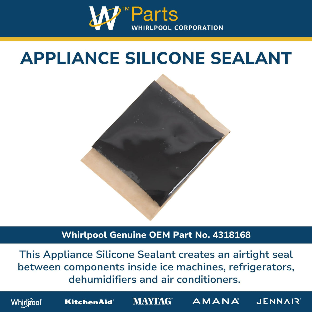 Whirlpool 4318168 W11225084 OEM Appliance Silicone Sealant, Black