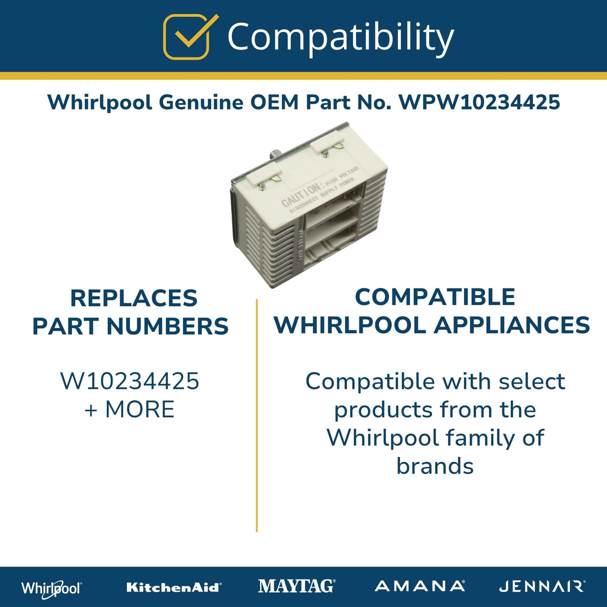 Whirlpool WPW10234425 Genuine OEM Electric Range Surface Element Control Switch Replacement Part - Replaces W10234425