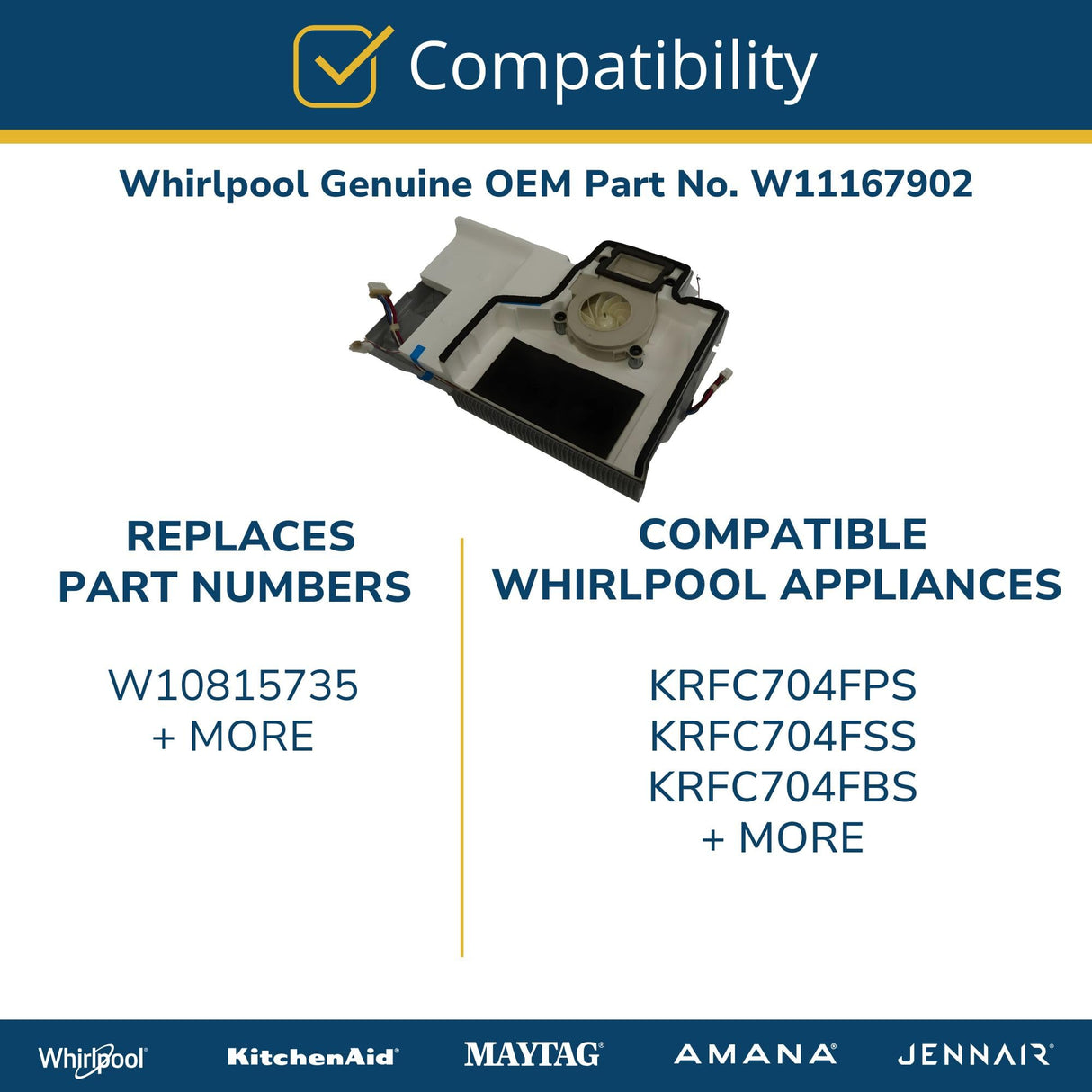 Whirlpool W11167902 Genuine OEM Refrigerator Evaporator Cover