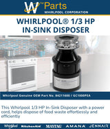Whirlpool Garbage Disposals 84211600 replacement part