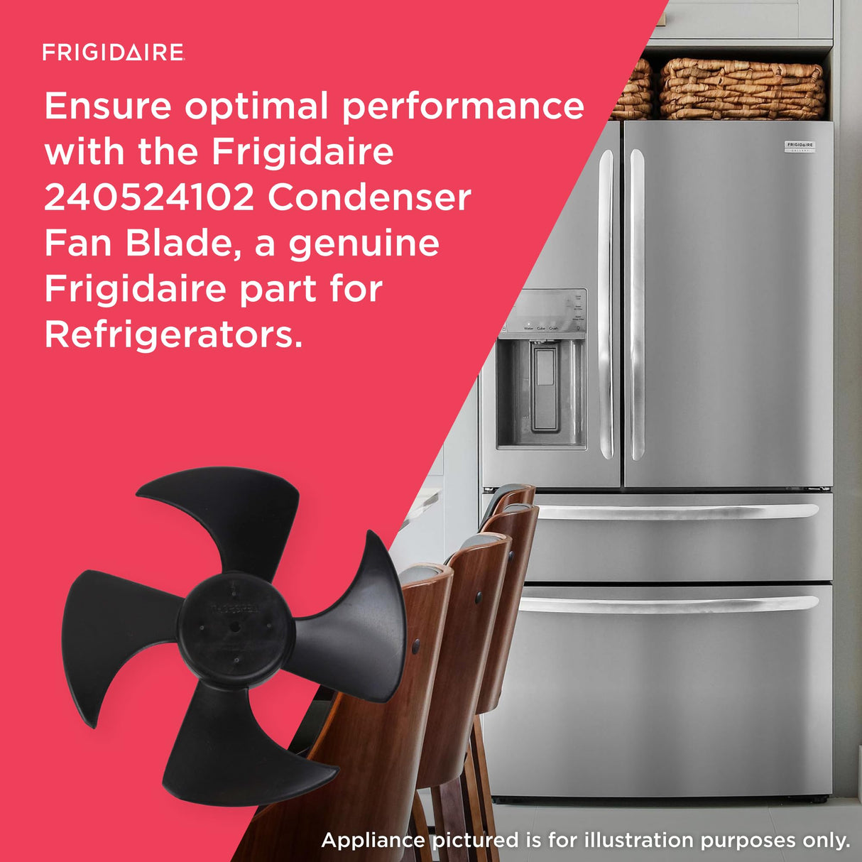 Frigidaire 240524102 Condenser Fan Blade for Refrigerators, Black