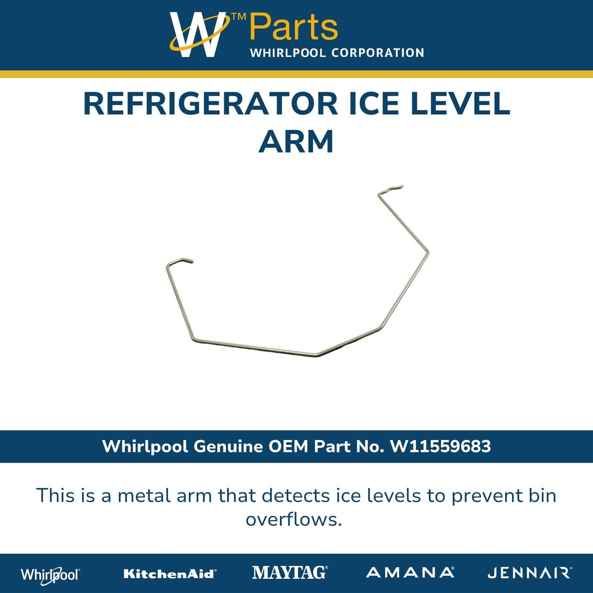 Whirlpool W11559683 Genuine OEM Refrigerator Ice Level Arm Replacement Part