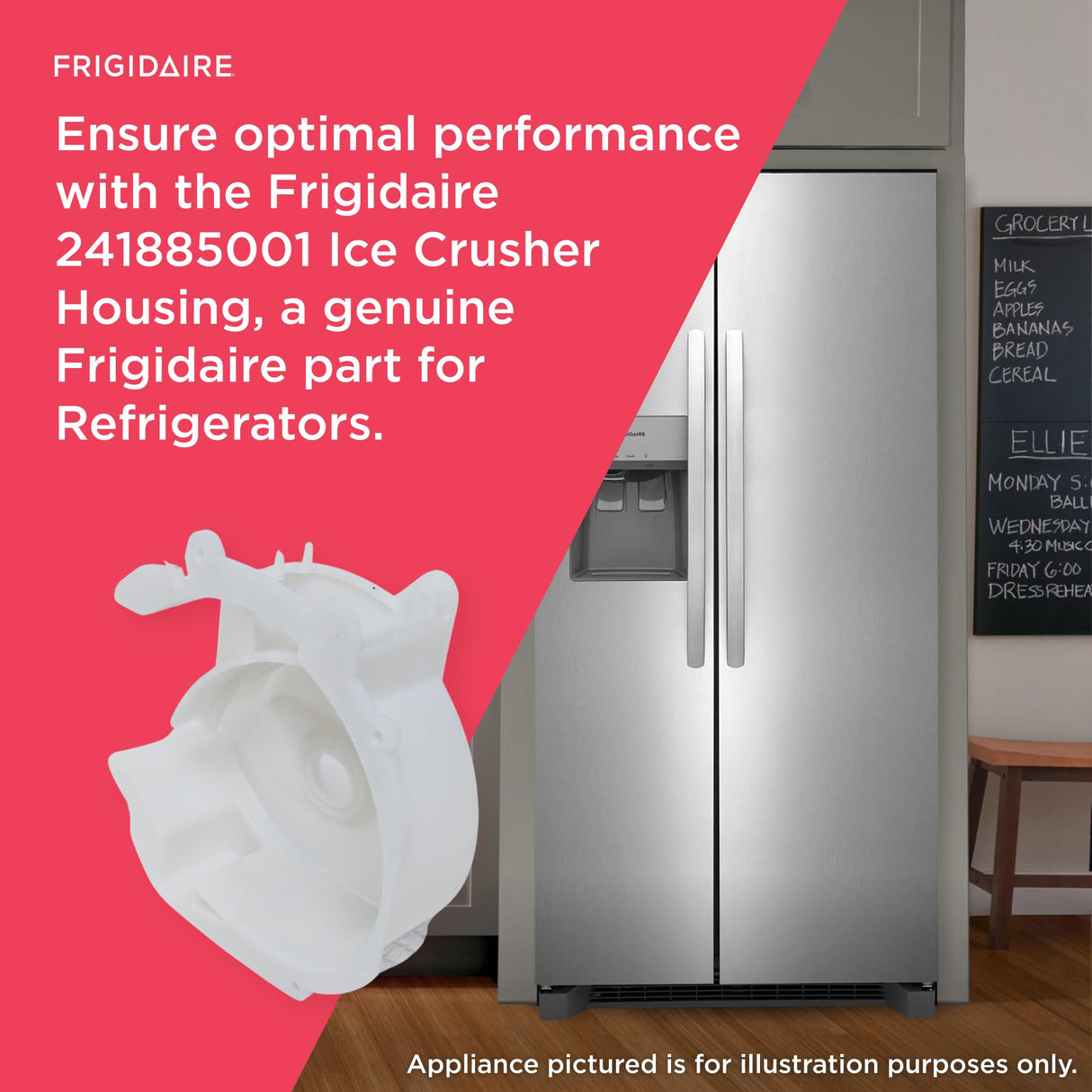 Frigidaire 241885001 Ice Crusher Housing for Refrigerators, White