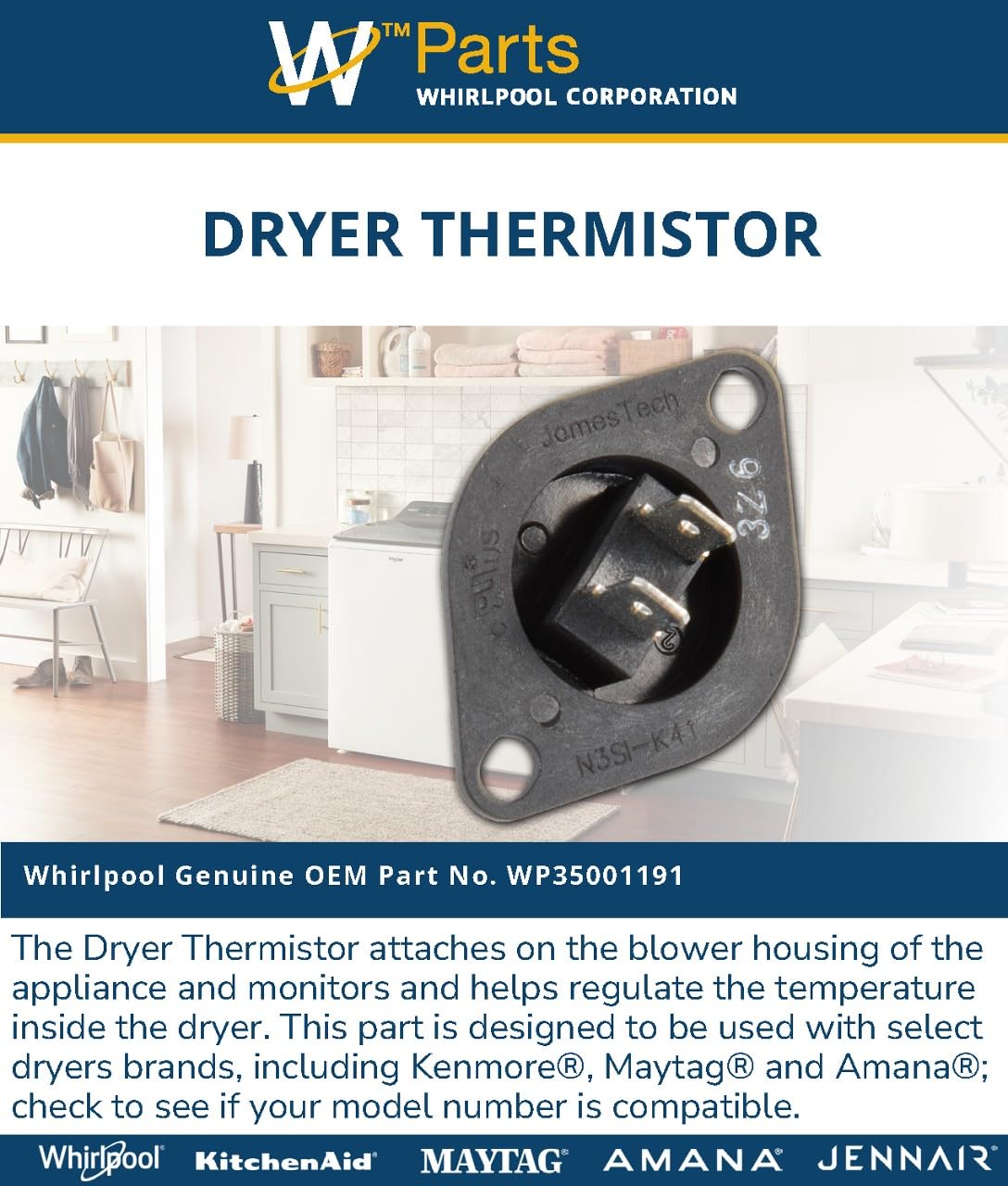 Whirlpool WP35001191 Genuine OEM Dryer High Limit Thermostat
