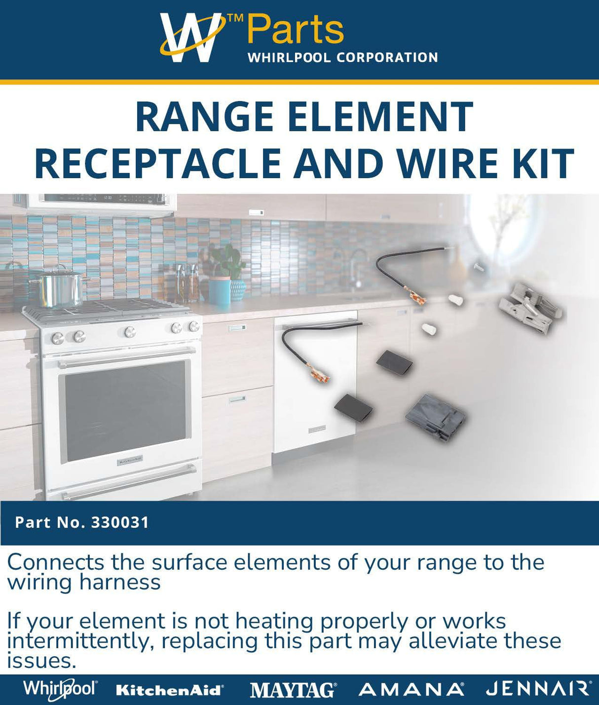 Whirlpool 330031 Genuine OEM Range Element Receptacle and Wire Kit