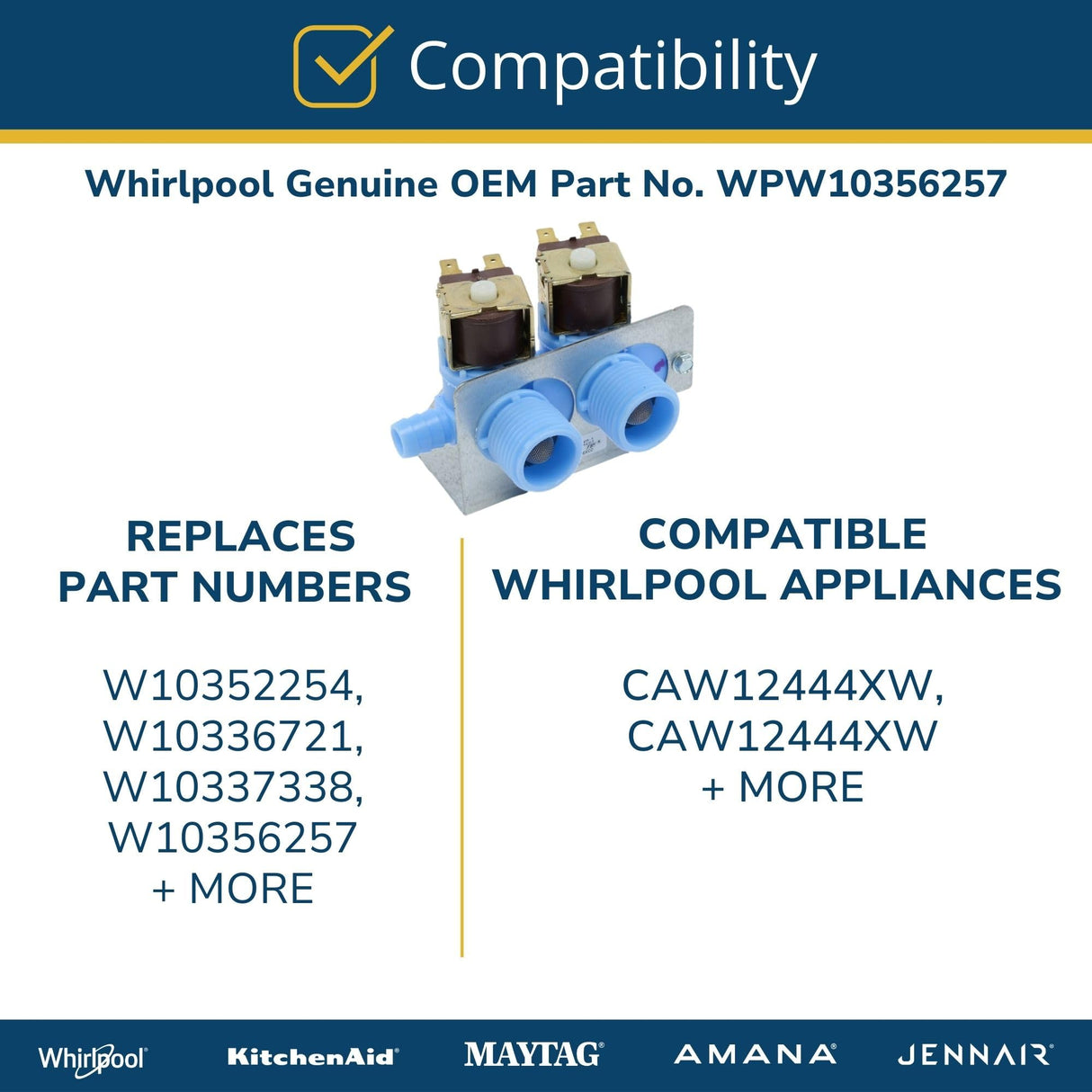 Whirlpool WPW10356257 Genuine OEM Washer Water Inlet Valve Assembly