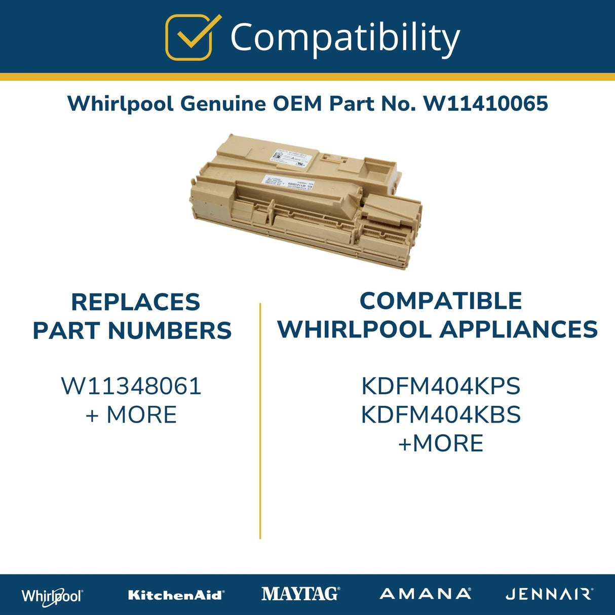 Whirlpool W11410065 Genuine OEM Dishwasher Electronic Control Board