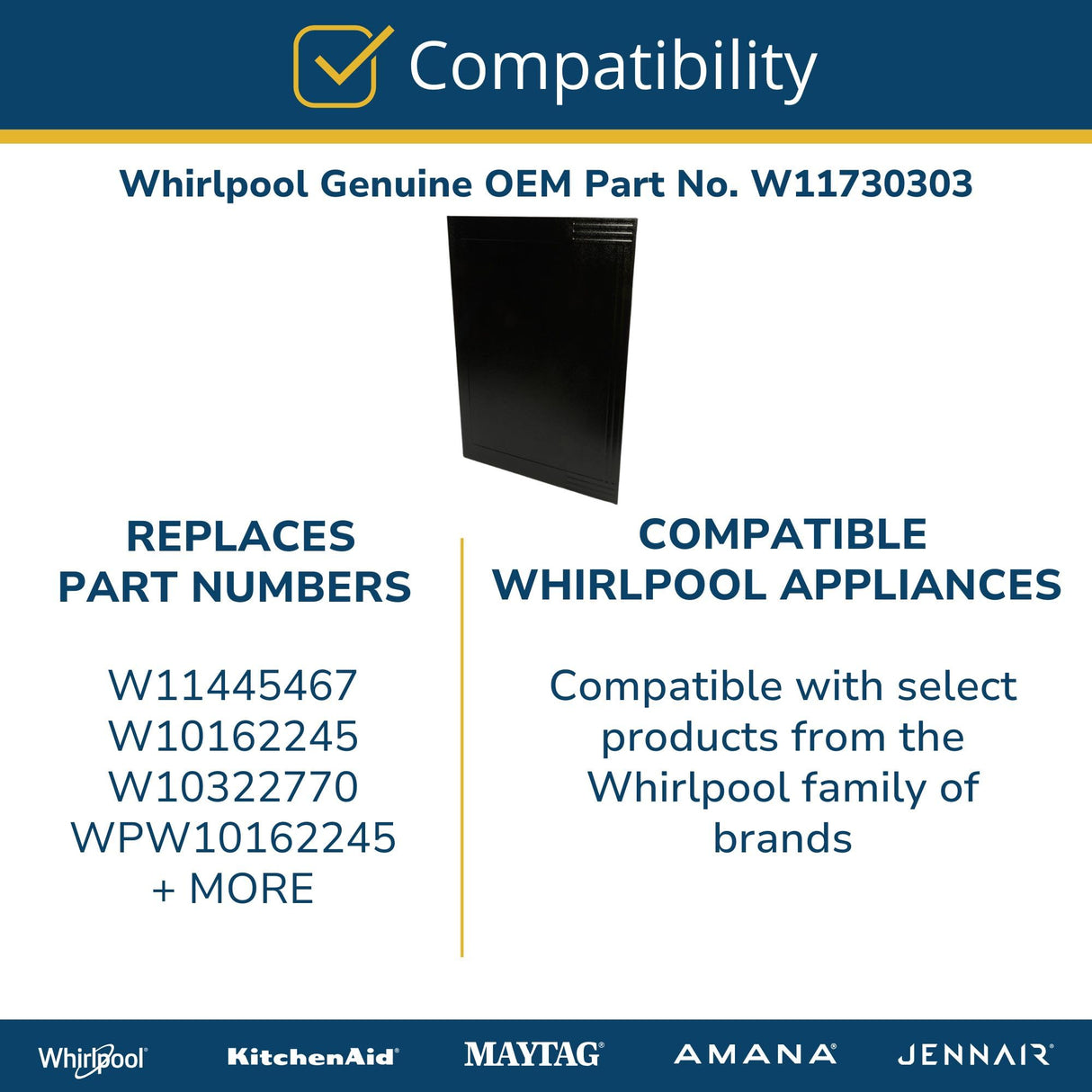 Whirlpool W11730303 OEM Range Side Panel, Black