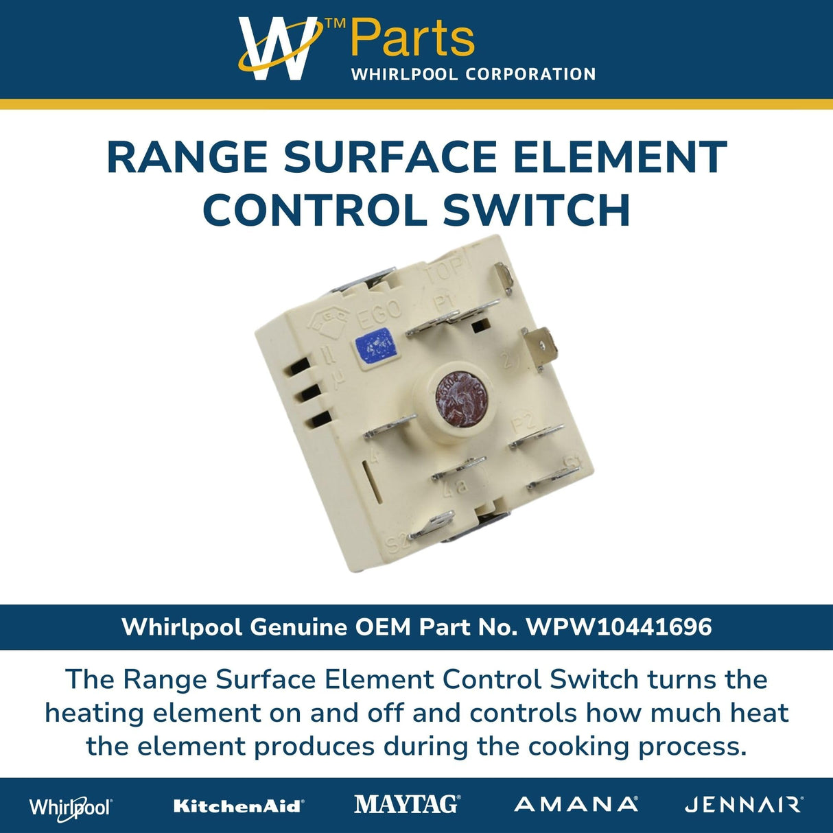 Whirlpool WPW10441696 Genuine OEM Range Surface Element Control Switch