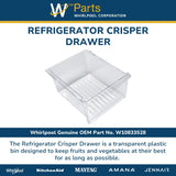 Whirlpool Drawers and Glides W10833528 replacement part